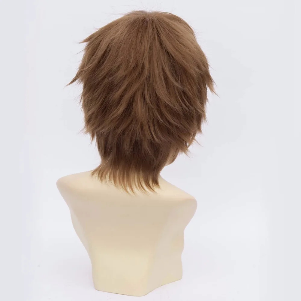 ECVTOP Anime HITMAN REBORN Cosplay wigs Sawada Tsunayoshi Brown 150g 12 inch Man/boy wig short |