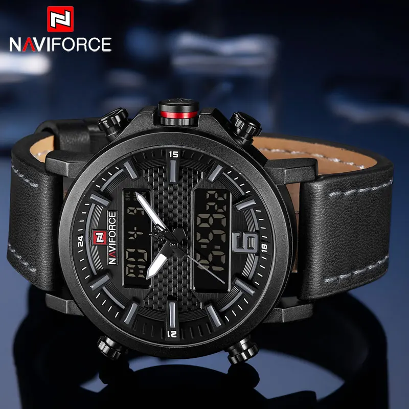 Часы наручные NAVIFORCE Мужские кварцевые роскошные брендовые светодиодные