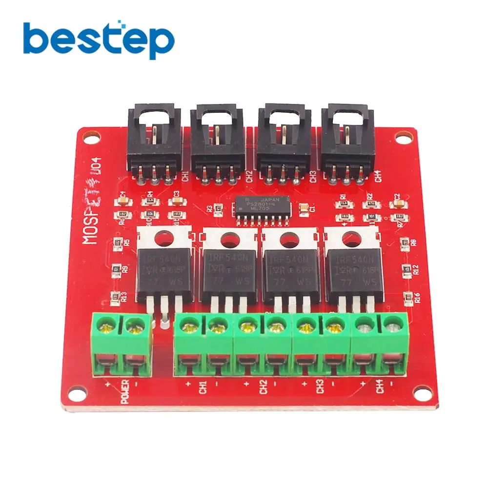Четырехканальный 4 канальный модуль переключения МОП транзистора с кнопкой IRF540