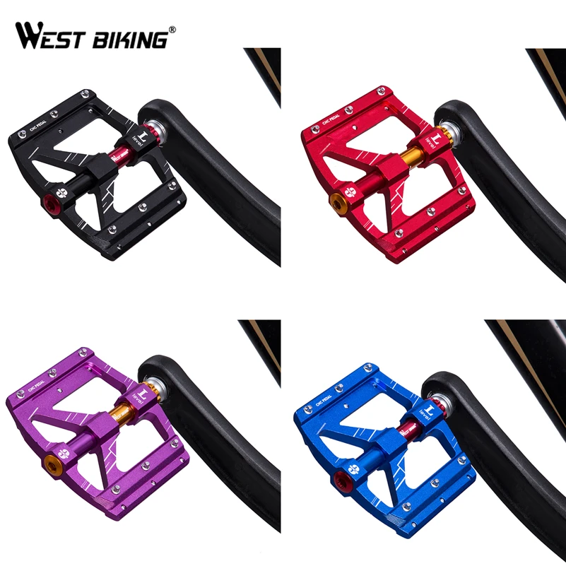 WEST BIKING сверхлегкие педали для велосипеда MTB дорожный велосипед 3 подшипника противоскользящие педали из алюминиевого сплава спортивные велосипедные Легкие педали