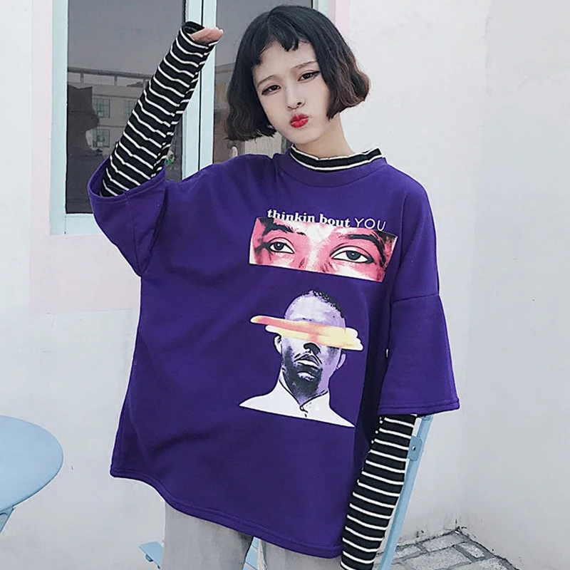 Sudadera Mujer 2021 Для женщин с капюшоном в Корейском стиле Ulzzang Harajuku Свободные одежда