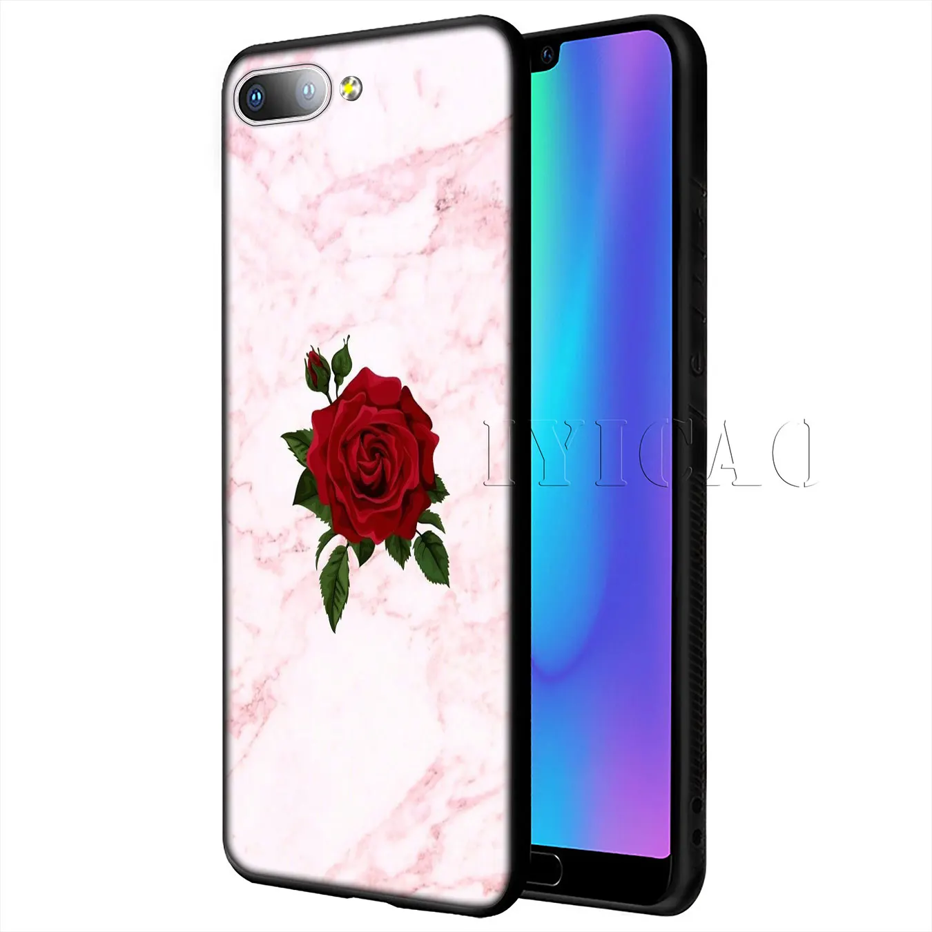 Мягкий силиконовый чехол IYICAO Red Rose Power Girl Marble для Huawei Y9 Y7 Y6 Prime 2019 Honor 20 8C 8X 8 9 9X 10 Lite 7C