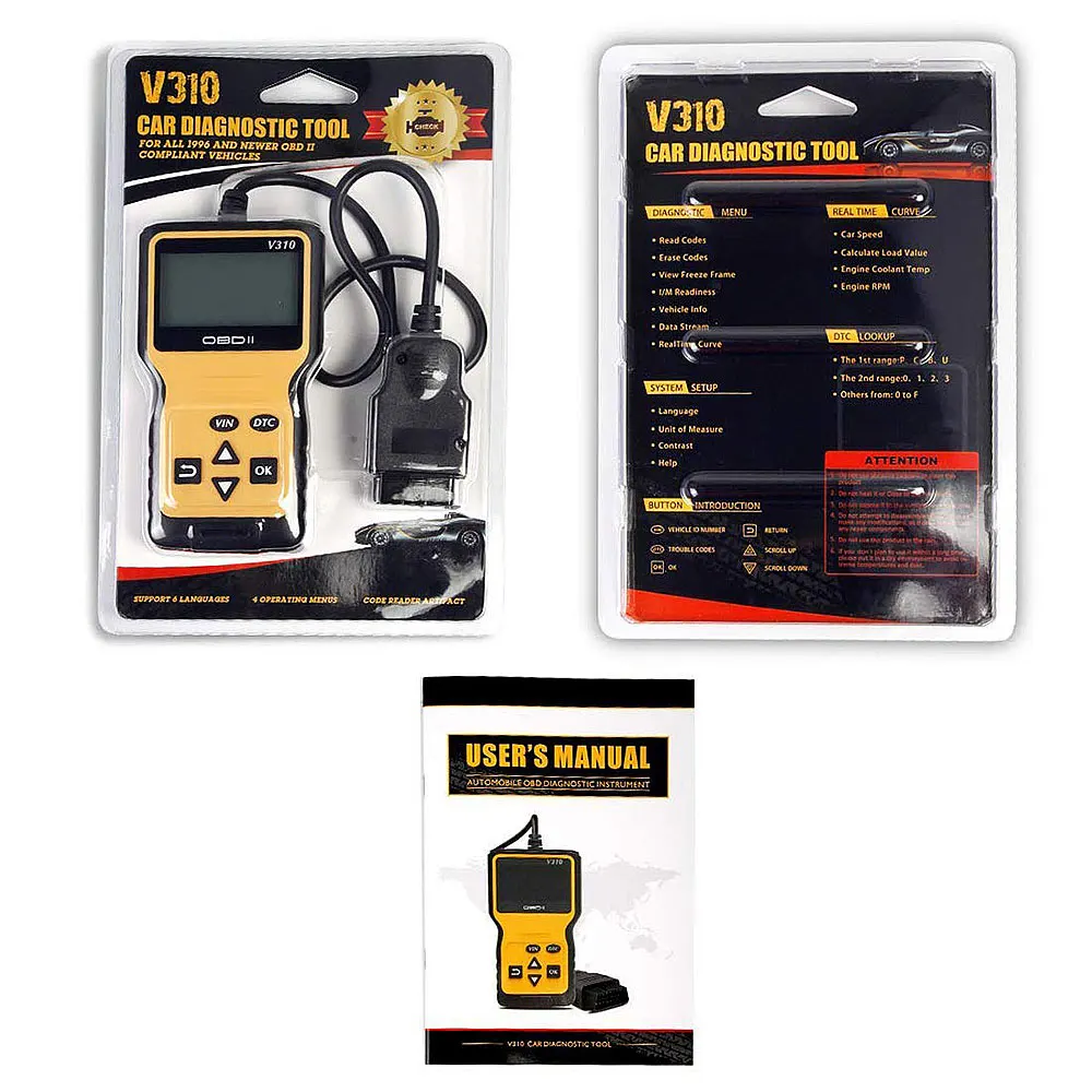 Показателя Viecar V310 автомобильной сканер двигатель Code Reader Сенсор OBD 2 автомобиля