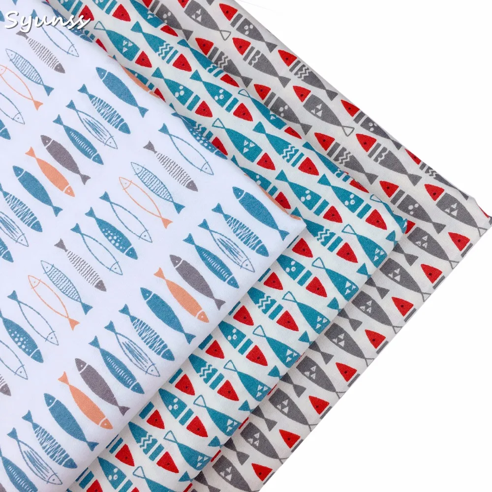 Сделай Сам 100% хлопок ткань с принтом рыбы шитье ремесло Telas Para лоскутное текстиль