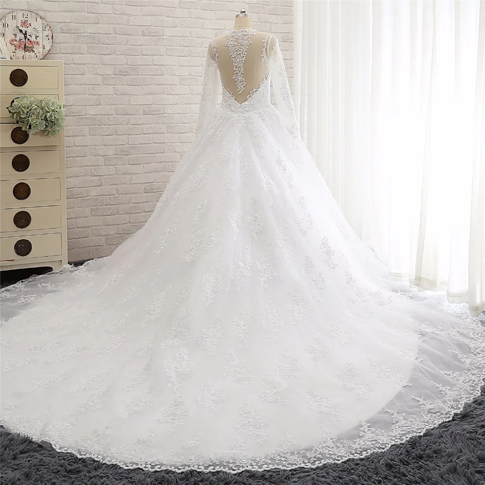 Vestito Sposa новые Дизайн с длинным рукавом Свадебные платья А 2018 Иллюзия декольте