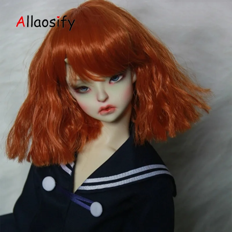 Allaosify волос 1/6 1/3 1/4 bjd парик для кукол: кукольный парик высокого Температура парик волос оранжевого и белого цвета