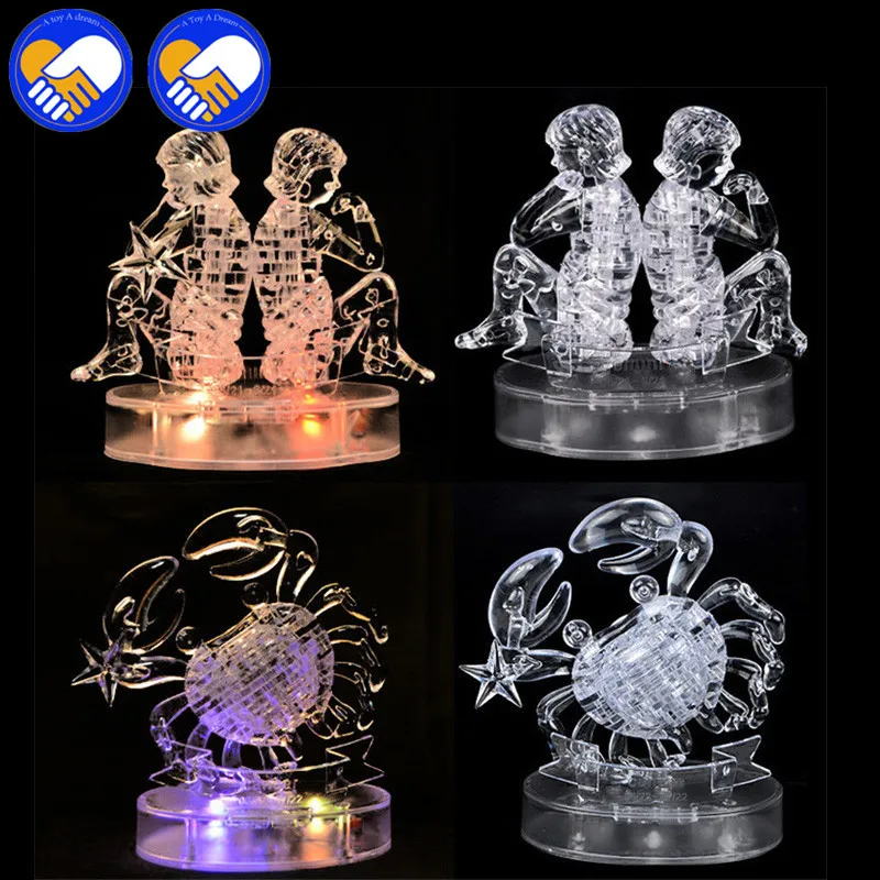 Новинка 12 созвездий головоломки Креативные 3D Хрустальные Пазлы со светом DIY