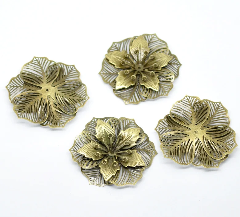 DoreenBeads 10 с бронзовой филигранью под старину Цветочная фурнитура для украшений 5 5x4