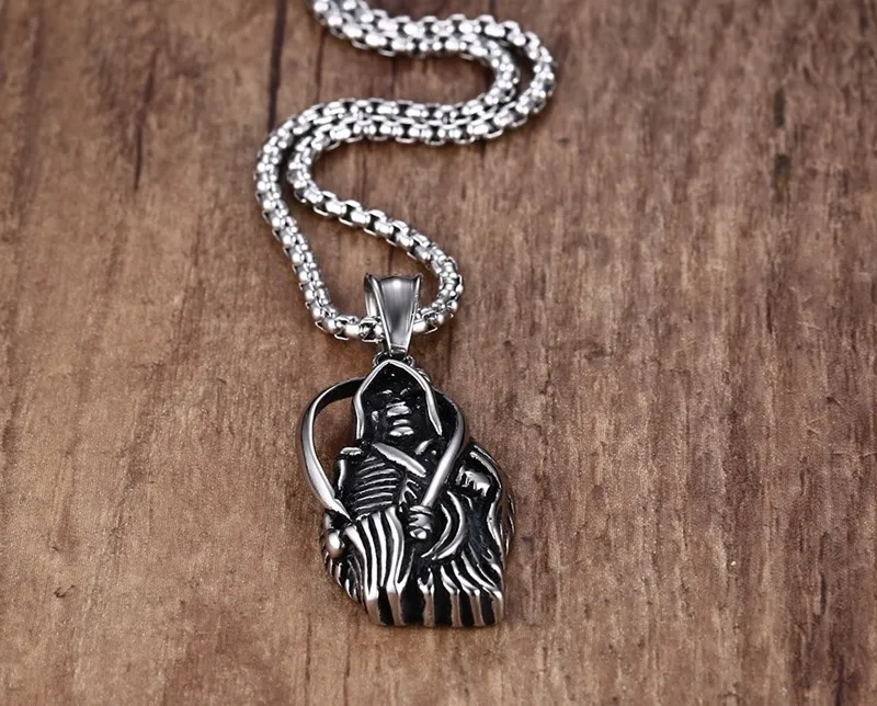 Мужское ювелирное изделие смерти с косой черепом ожерелье из нержавеющей стали