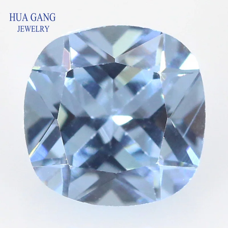 

106# Light Blue Cushion Shape Princess Cut Synthetic Spinel Stone For Jewelry Size 3x3mm~10x10mm