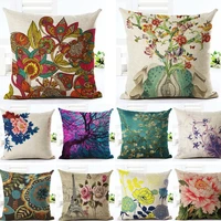 cotton linen cushion cover classical flower printing pillow covers decorative cushionalmofada cover throw pillowcases