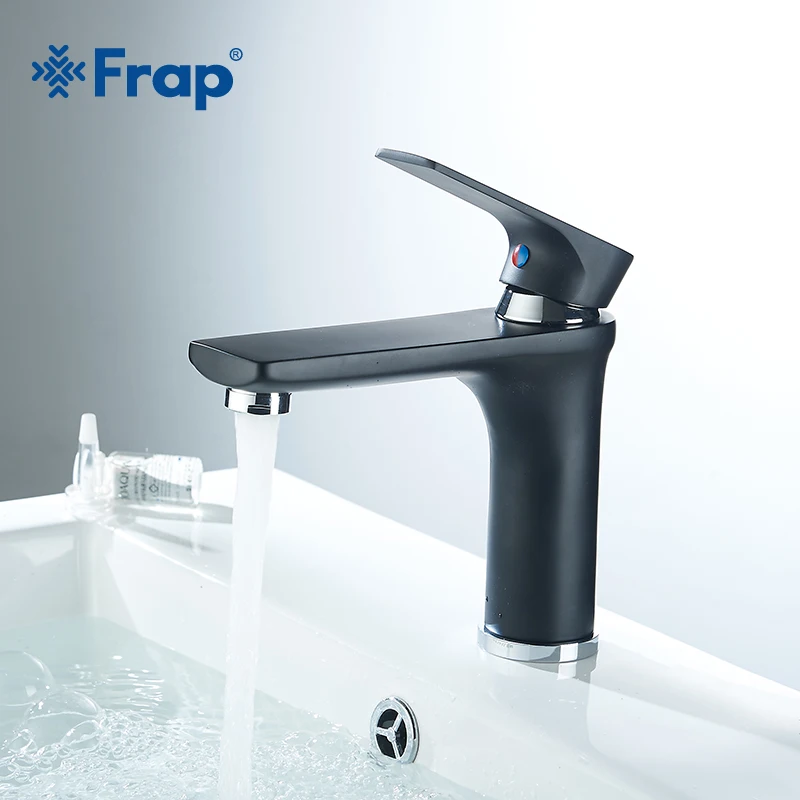 Смеситель для раковины Frap Y10109 однорычажный кран холодной и горячей воды черный