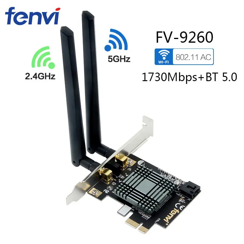 Fenvi беспроводной-AC Pci Express Wifi адаптер с Intel 9260 двухдиапазонный 1730 Мбит/с Bluetooth 5,0 802.11ac Wi-Fi карта для настольного ПК