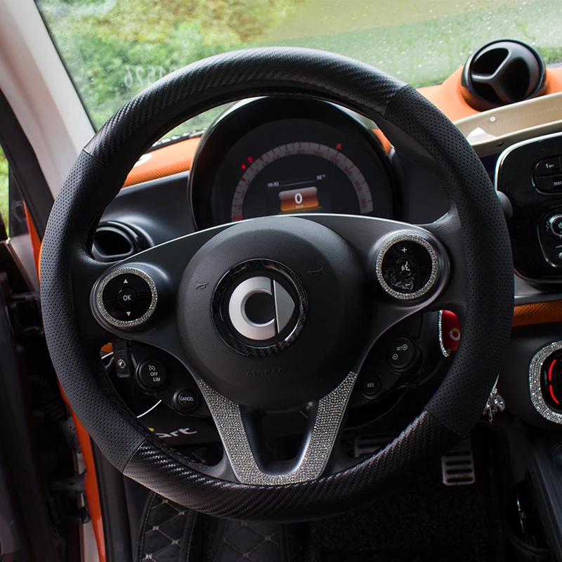 Автомобильный Внутренний чехол на руль, Кожаное украшение для smart 453 fortwo forfour, 38 см, чехол на руль, модификация, стиль