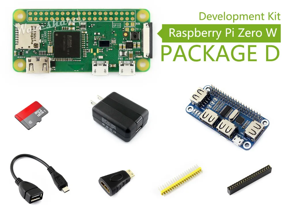 Raspberry Pi Zero W Package D Basic Development Kit Micro sd карта адаптер питания usb концентратор и