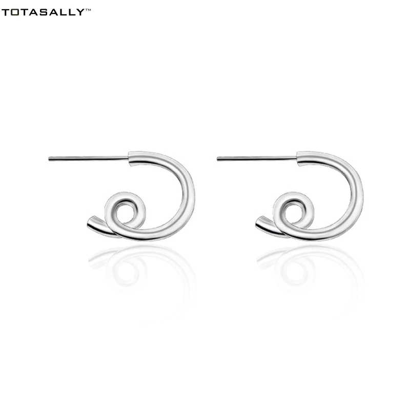 TOTASALLY Hot Stunning Unisex Stud Earrings Fashion Coil Allergy Prevention Young Cool 100% Real 925 Sterling Silver | Украшения и