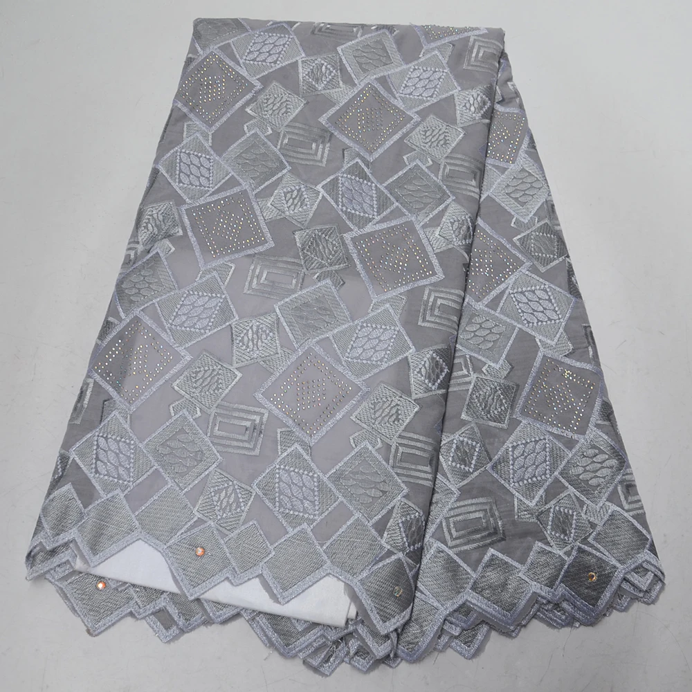 

Grey Swiss voile laces in Switzerland stones Nigerian dry polish cotton high quality African french tulle lace fabrics for dress
