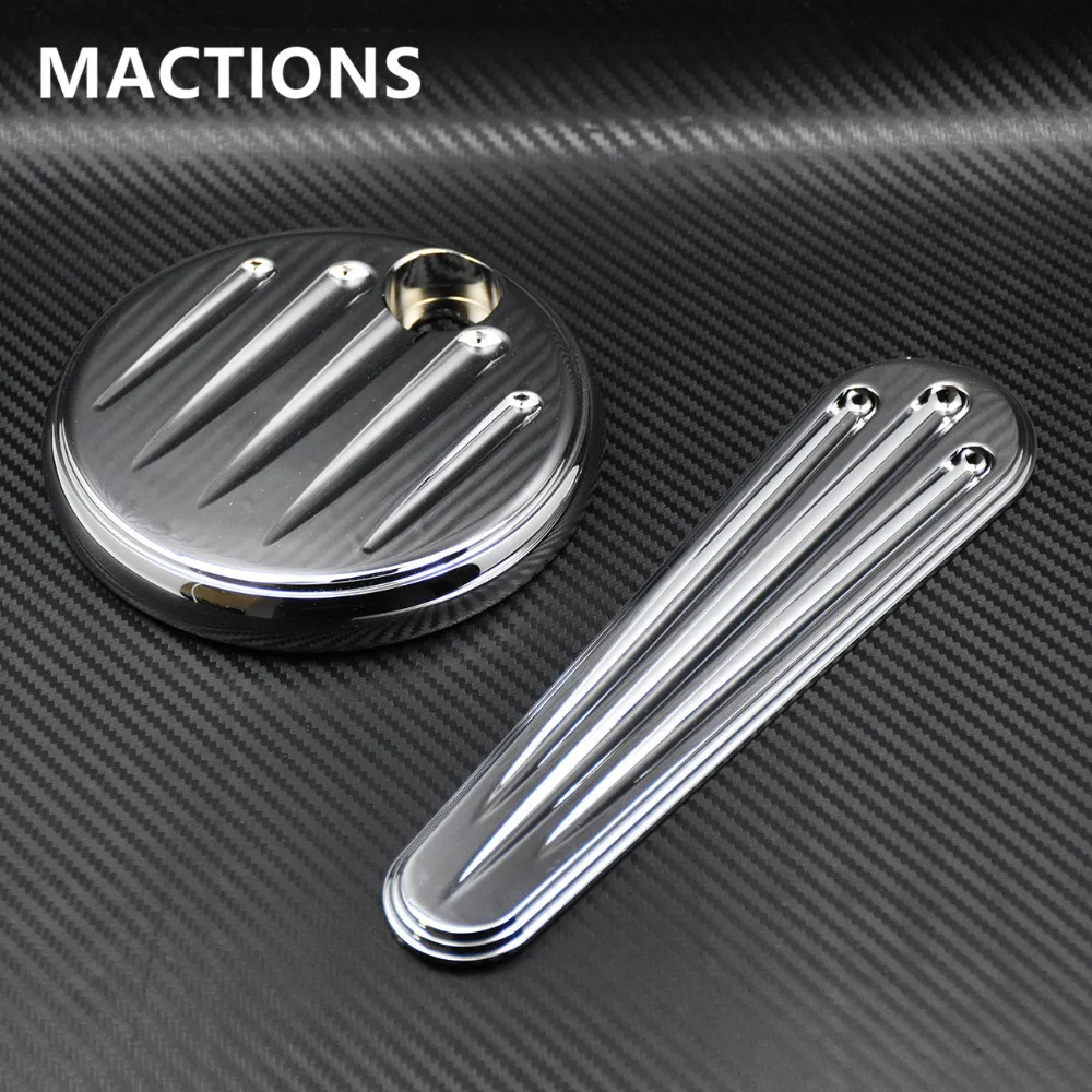 

Motorcycle Chrome Track Dash Cover Insert & Fuel Tank Console Door cover For Harley Touring Street Glide Road Glide 2008-2015