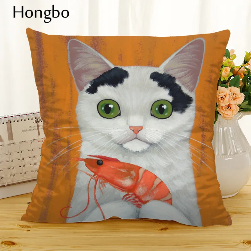 Хунбо мультфильм Cat Чехол для подушки из полиэстера с забавными рисунками животных Pet Подушка Чехол домашний декоративный чехол на подушки для дивана автомобиля Cojines