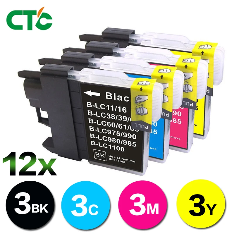 12 шт LC975 чернильный картридж совместимый для DCP J125 J515W J220 J265W J410 J415W принтер