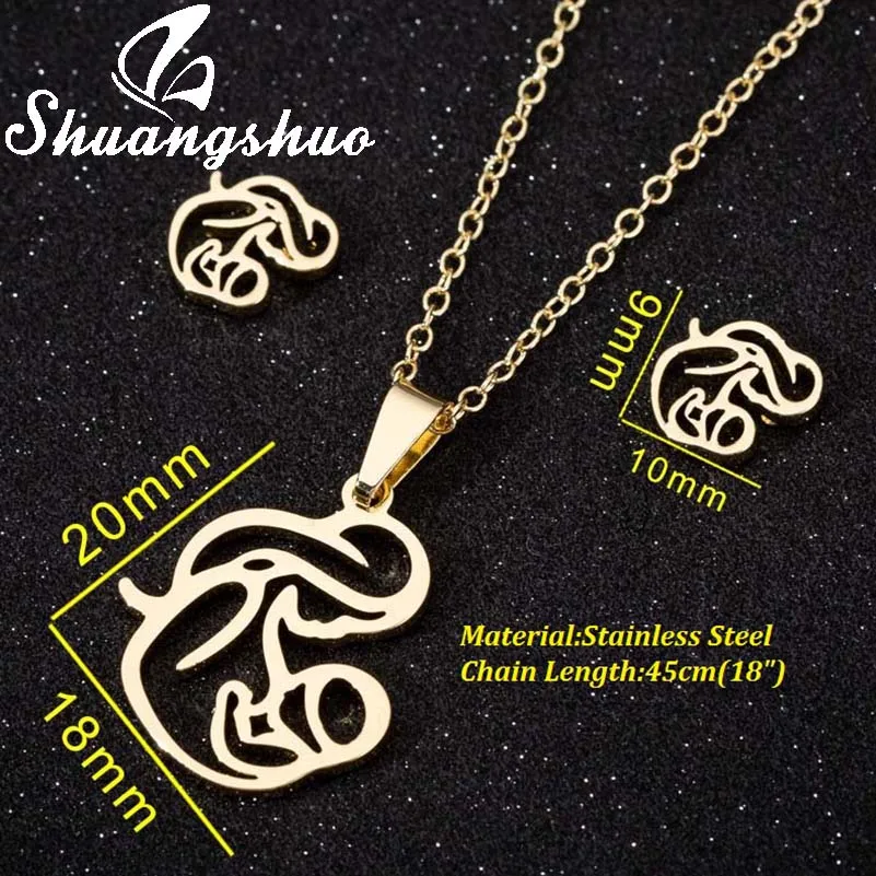 TZ026G Shuangshuo модное ожерелье и подвеска с Микки и Минни Маус для женщин и детей, золотые ювелирные серьги с изображением животных, наборы, рождественские подарки - Окраска металла: TZ026G
