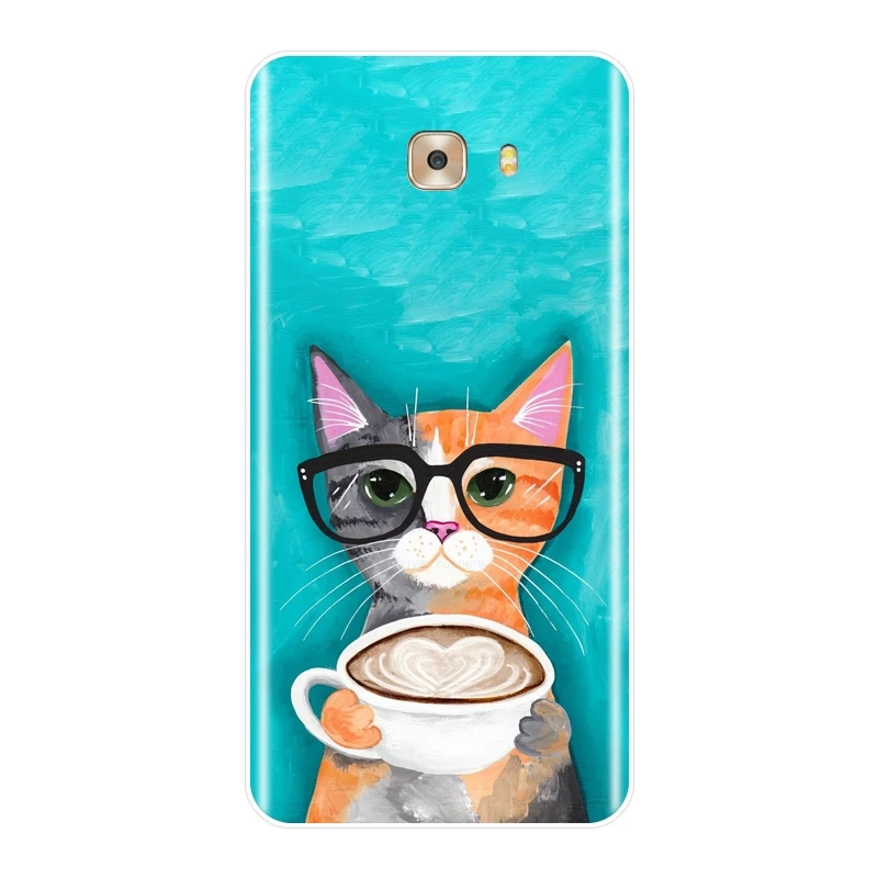 Чехол для телефона Samsung Galaxy C9 C7 C5 Pro Мягкая силиконовая задняя крышка C8 розовая