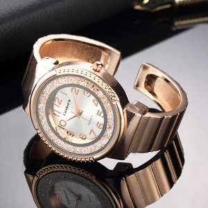 Часы наручные женские кварцевые со стразами, модные повседневные ювелирные украшения для девушек из розового золота, стразы