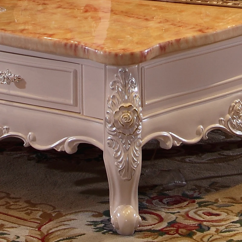 Европейский стиль резной мраморный стол из цельной древесины/журнальный