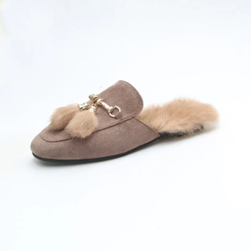 2019 настоящие однотонные женские туфли Pantufas Pantufa пушистые тапочки милые зимние