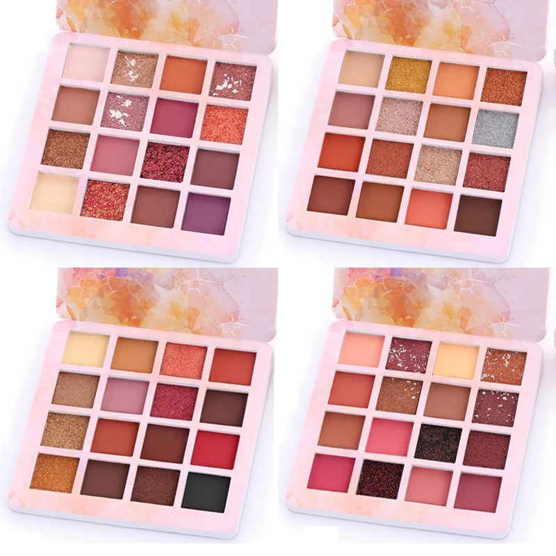 Палитра матовых теней для век 16 цветов мерцающий пигмент профессиональный