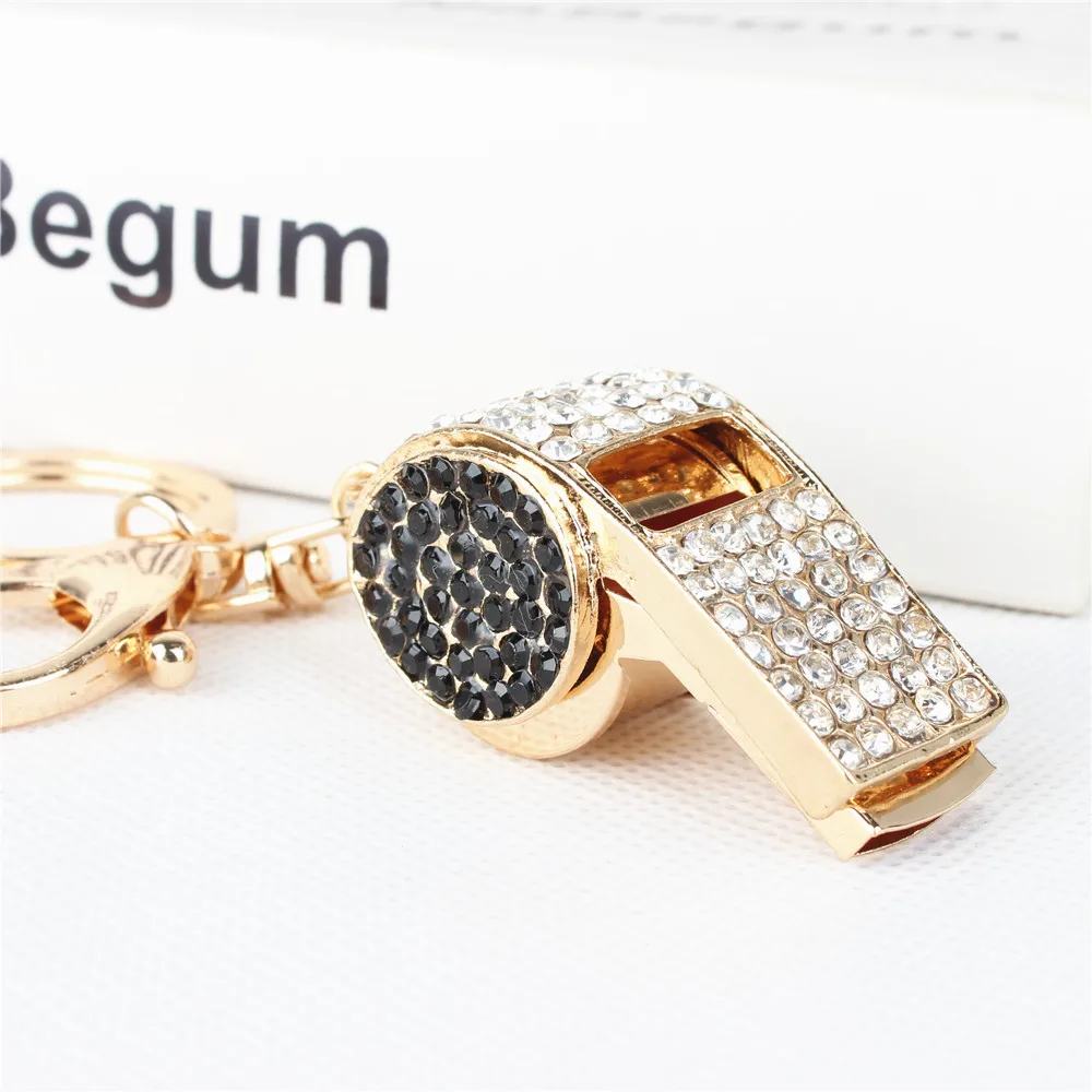 

New Fashion Whistle Crystal Rhinestone Charm Pendant Purse Bag Car Key Ring Chain Creative Wedding Party Christmas Gift