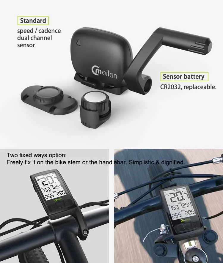 Meilan Bluetooth ANT+ велосипедный компьютер, измеритель скорости велосипеда, тахометр, датчик частоты вращения+ Датчик скорости, погода, возможность получения частоты сердечных сокращений