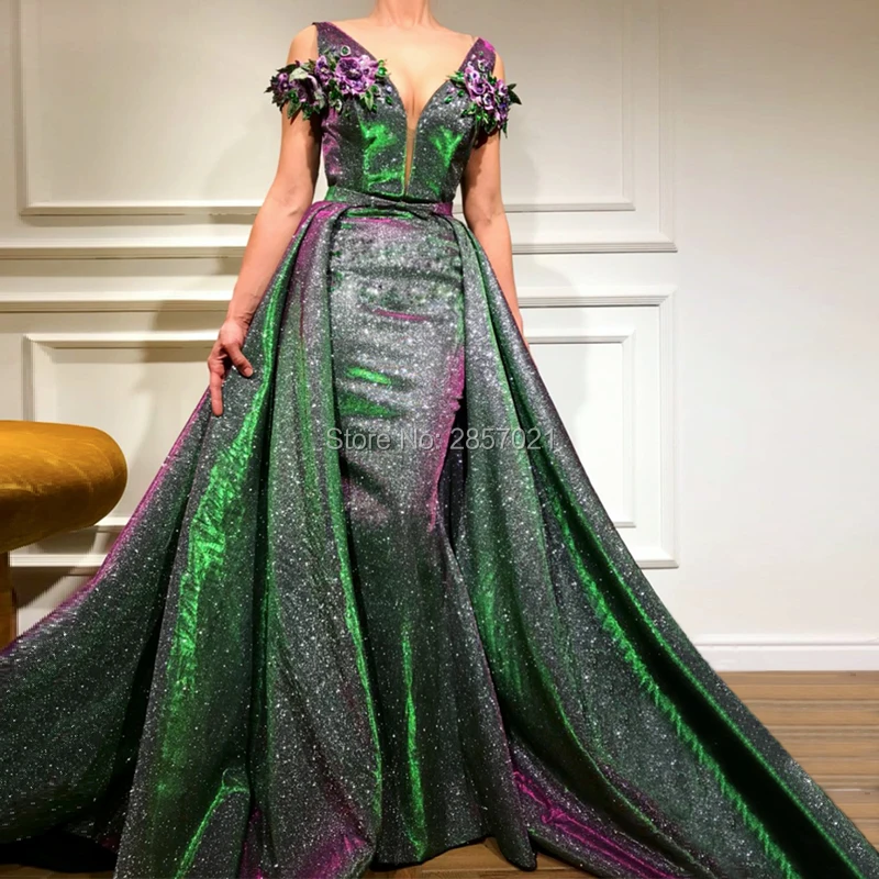 

Vestidos de festa 3D Flower African Prom Dresses Arabic Dubai Muslim Formal Evening Dress For Weddings Turkish V Neck Long Gowns