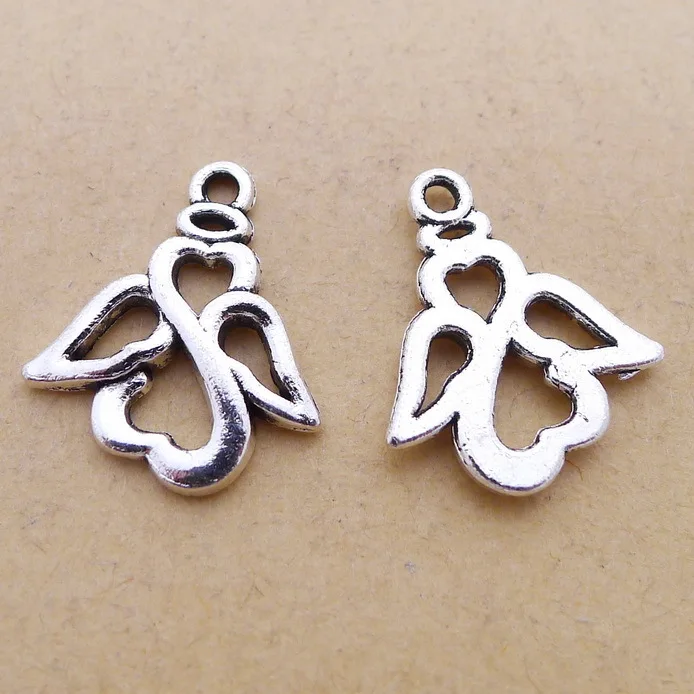 

200pcs Charm angel pendants 17*20mm bronze Antique silver Handmade Jewelry Making DIY Supplies European Alloy accessories Hot