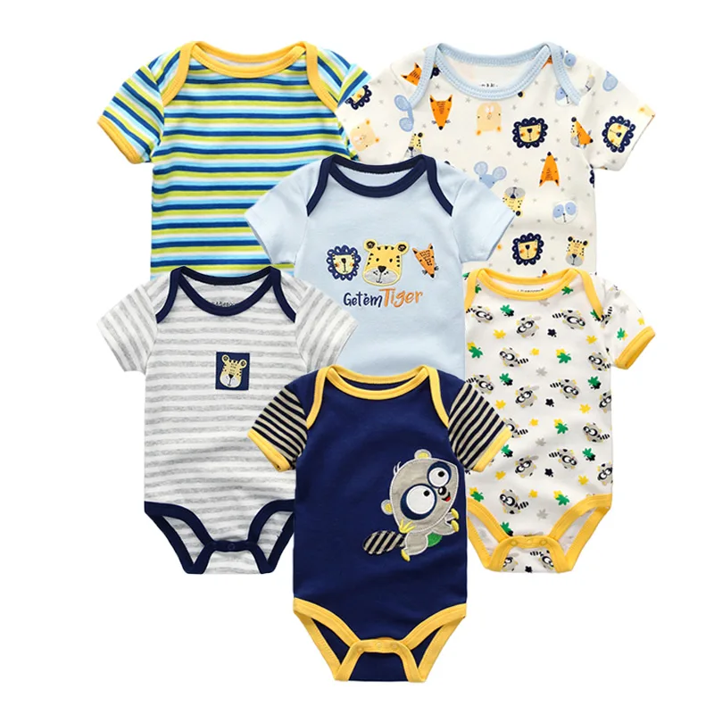 Clothing Sets6999 Г., 6 шт./партия, детская одежда хлопковая одежда с единорогом для маленьких девочек Одежда для новорожденных мальчиков Комплекты одежды для малышей с короткими рукавами Roupa de - Цвет: Clothing Sets6999