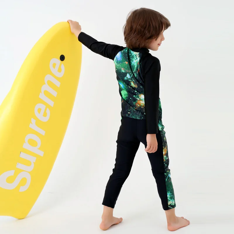 2018 новый купальник для мальчиков Раздельный набор УФ длинные ноги плавки с