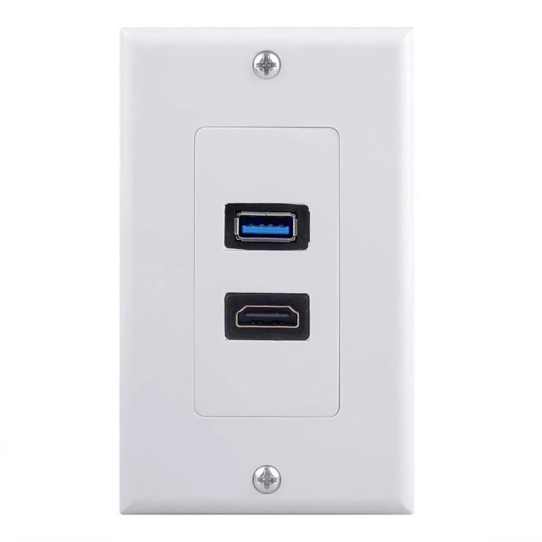 SHGO 1x 2 порта HDMI + USB 3 0 Женская настенная панель розетка удлинитель