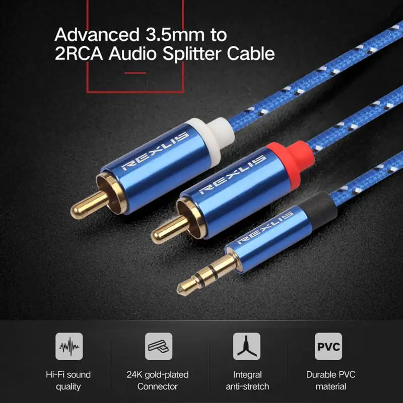 RCA кабель 2RCA на 3 5 аудио мм разъем AUX для DJ усилителя сабвуфера Аудио миксер