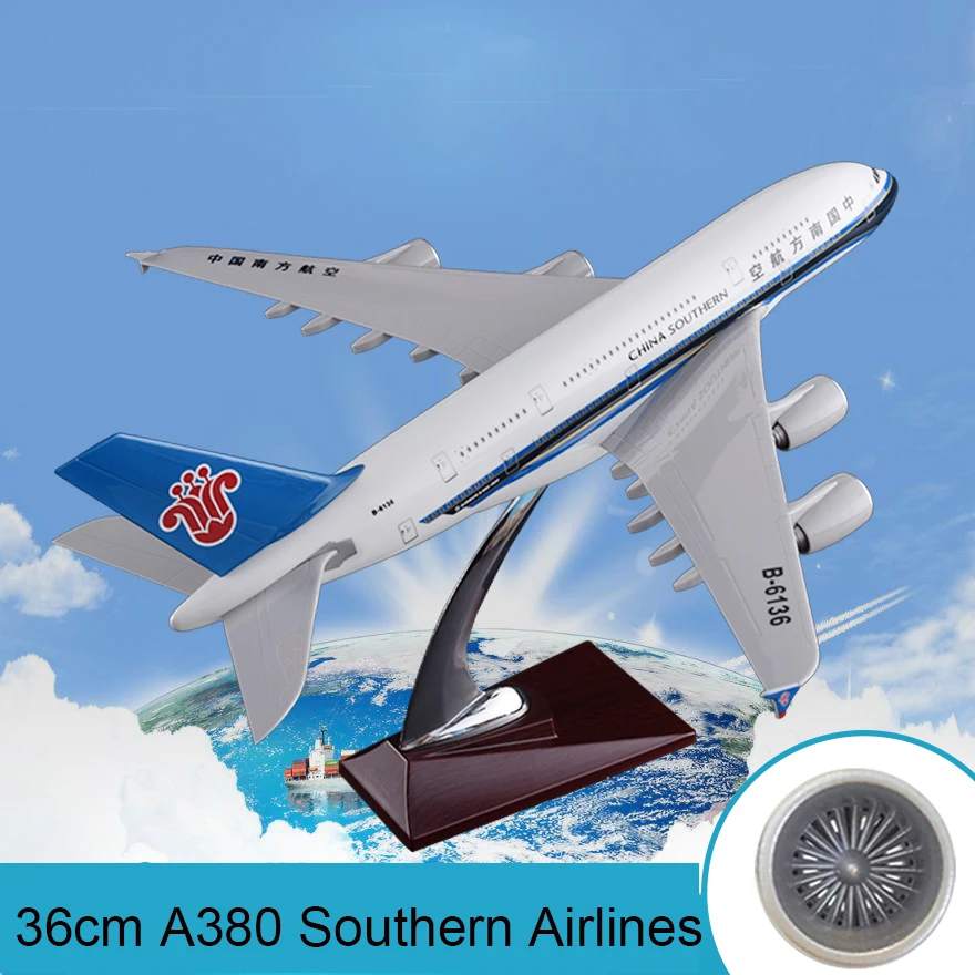 36 см смолы Аэробус модель A380 Китай Южная Авиакомпания Самолет Модель Южной