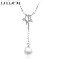 hailladtop moon and stars pendent necklace fashion jewelry stars pendent full with rhinestone crystal imitation pearls necklace