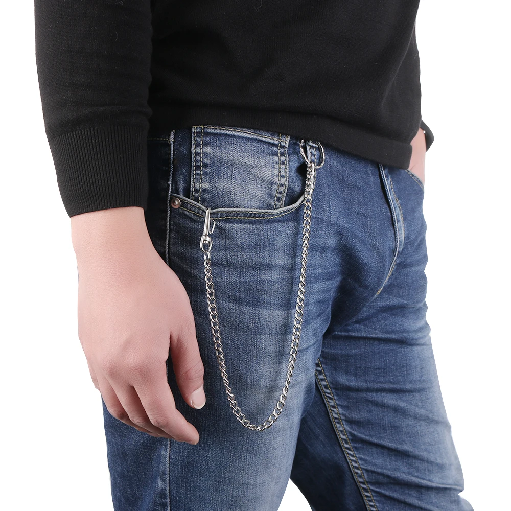 Модный металлический цепочка-кошелек для ремня, горячая длинная панк-трусы, стильные брюки, брелок для ключей кольцо клипа, мужские ювелирные изделия HipHop.