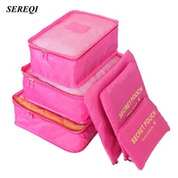 sereqi 6pcs1set travel waterproof storage bag clothes underwear bra packing cube luggage organizer closet divider container