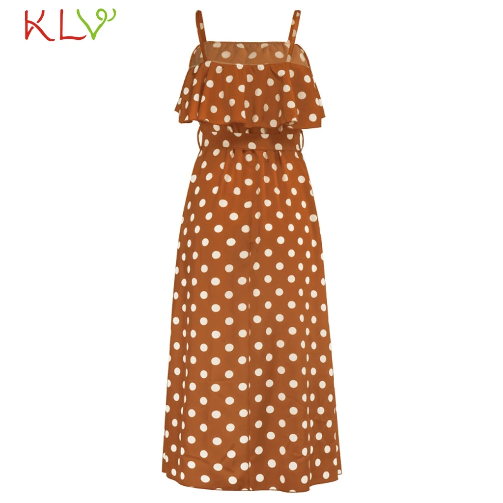 Dress Women Vintage Dot Ruffles Calf Summer Elegant Empire Casual Party Night 2019 PlusSize Vestidos Robe Femme 19My|Женские платья| |