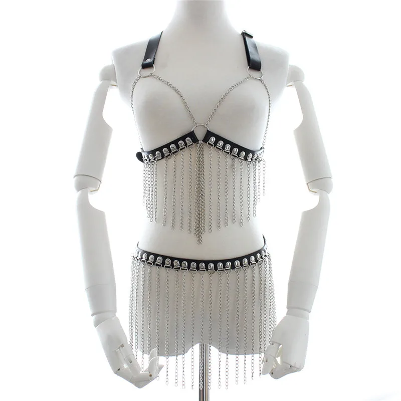 Кожаные Металлические Экзотические костюмы женское сексуальное платье фетиш