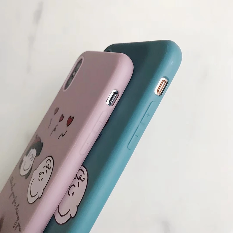 WOTP Couple Cute Cartoon Love Heart INS Soft TPU Phone Case For iPhone XR X XS Max iphone 7 6 6S 8 Plus Back Cover |