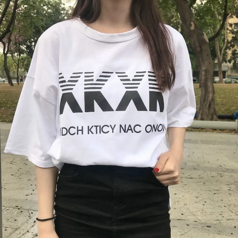 2018 новые летние Дизайн модные письма печатаются Модные свободные Повседневное