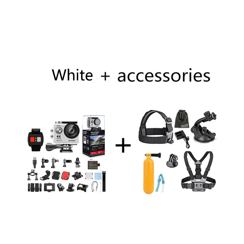 Bundle white AKASO EK7000 4k wifi уличная спортивная экшн-Камера Ультра HD Водонепроницаемая видеокамера 12MP Экстремальный подводный штатив для селфи - Цвет: Bundle white