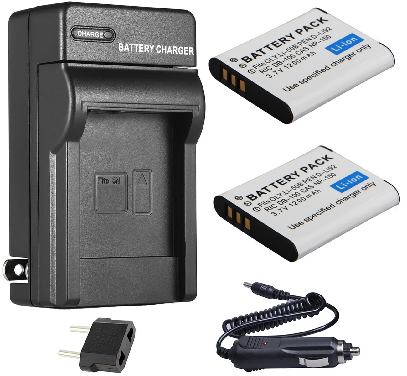 

Battery (2-Pack) + Charger for Panasonic VW-VBX090, VW-VBX090-W, VW-VBX090E-W and Ricoh DB-100, DB100 Rechargeable Lithium-ion