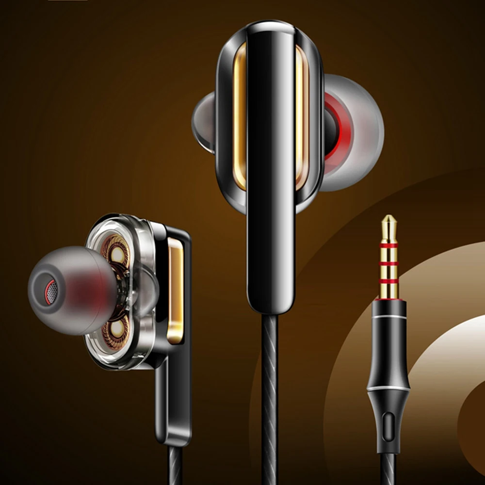 Наушники HIFI в ухо супер бас стерео наушники спортивные с микрофоном Двухъядерный