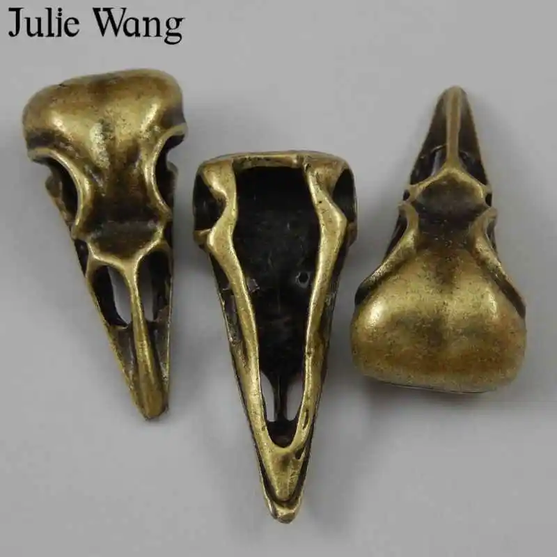 Julie Wang 7 шт. винтажные Подвески в виде черепа птицы клюва панк антикварные цвета